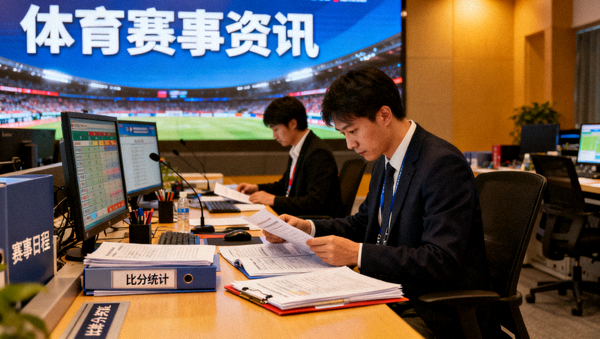 体育新闻编辑室整理赛事资讯内容，体育资讯服务配图